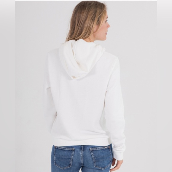 Women's White Billie Script Perf Fleece Pullover Hoodie - Picture 2 of 5